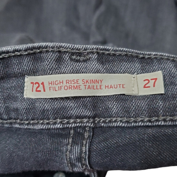 Levi's Jeans Denim 721 High Rise Skinny Light Black Wash Goth Grunge Size 26x32 - Picture 9 of 14